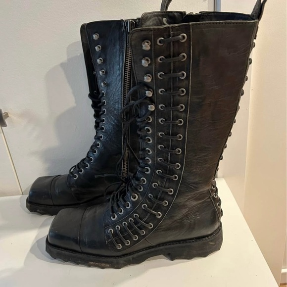 John Fluevog Shoes - John Fluevog Black Lace Up Boots. Like new. With original box.